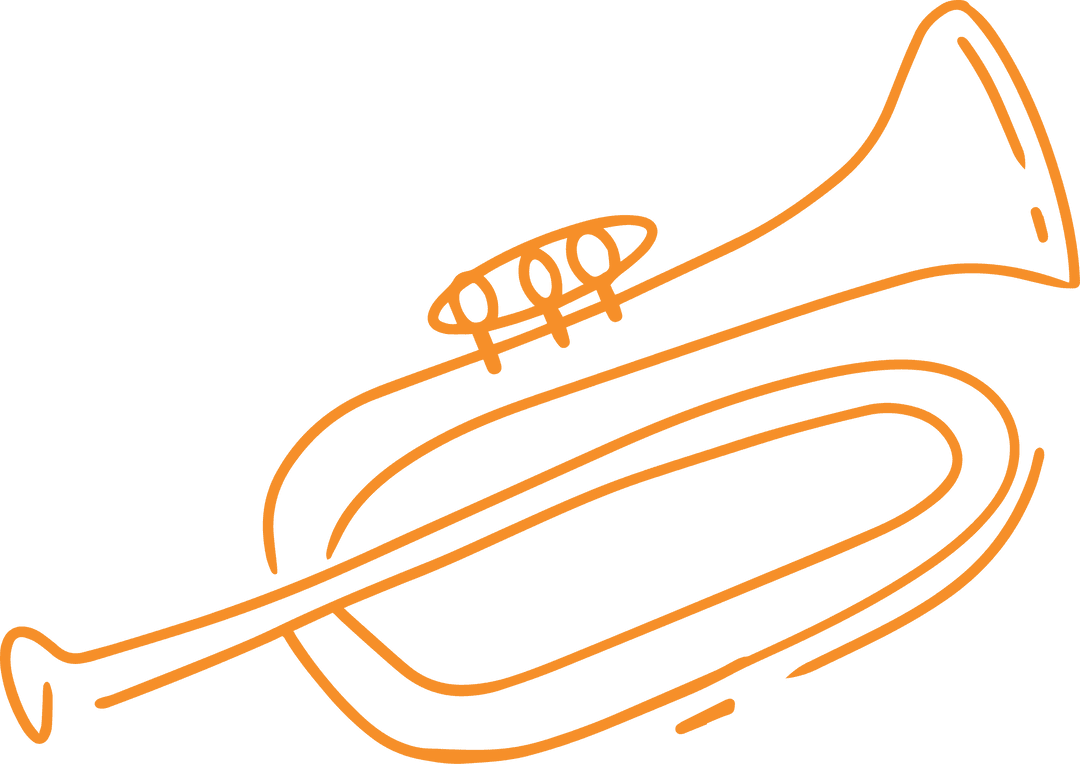 Orange Outline Trumpet on Transparent Background Vector Illustration