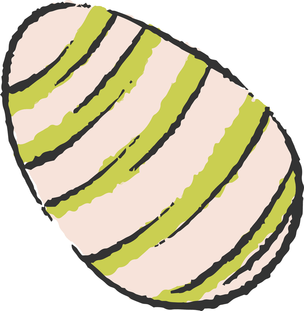 Hand-Painted Oval with Stripes on Transparent Background