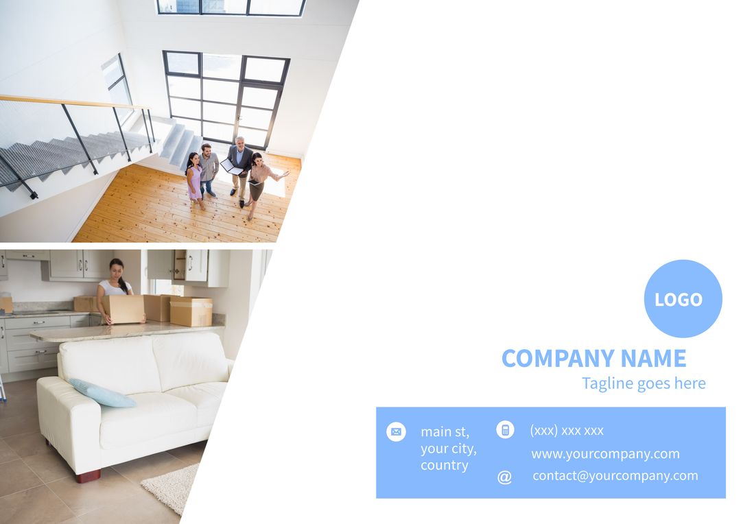 Modern Family Moving into New Home Interior with Boxes