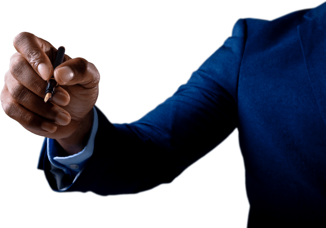 Businessman Writing on Transparent Interface Concept