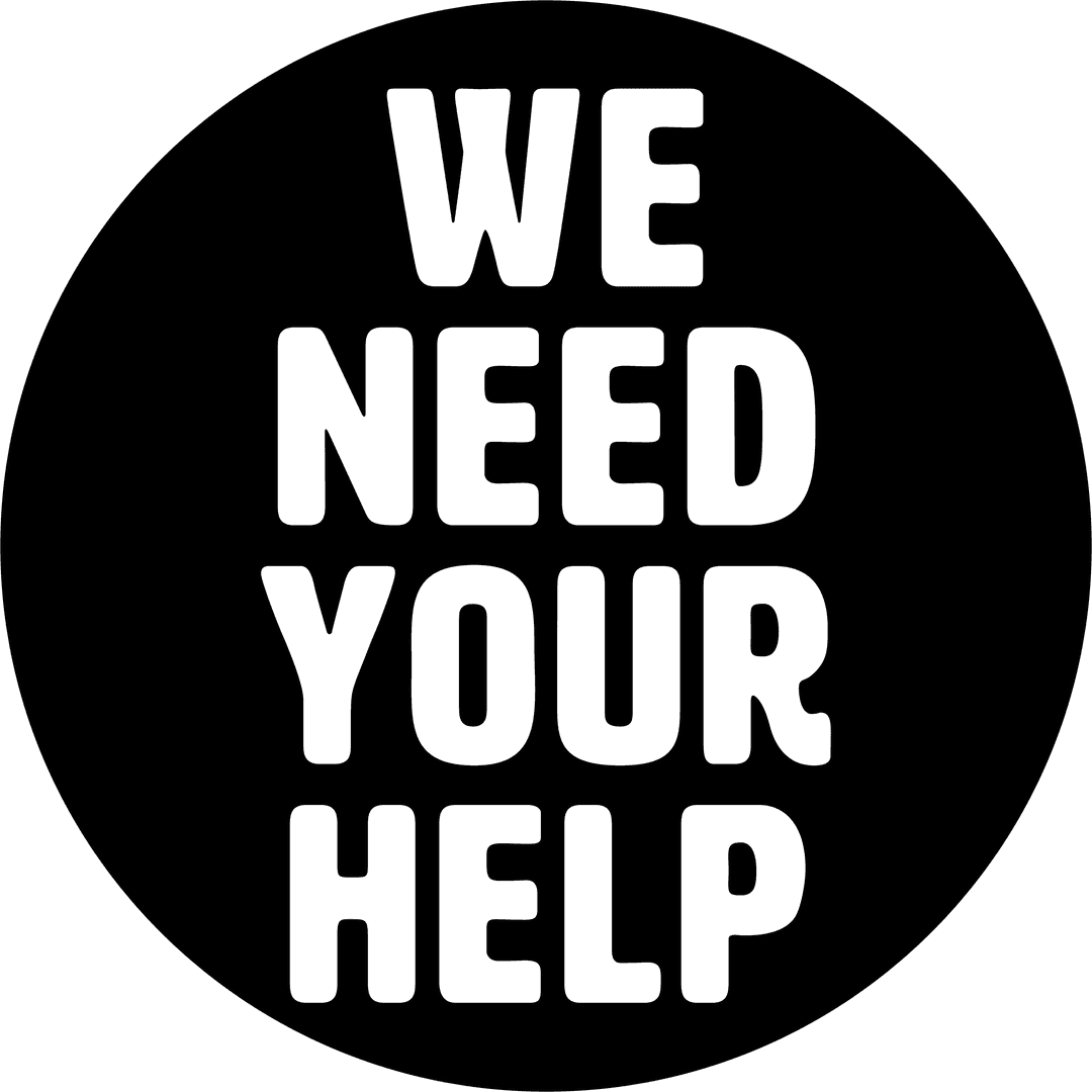 We Need Your Help Symbol on Transparent Background