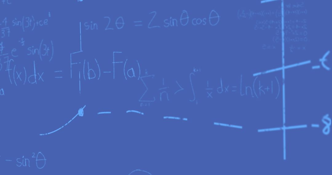 Digital Mathematical Equations on Blue Background