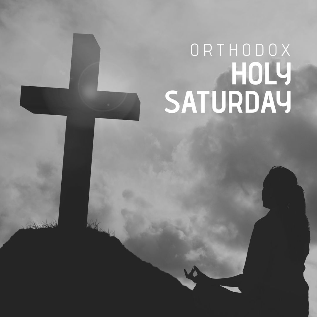 Woman Praying Beside Cross on Orthodox Holy Saturday - Download Free Stock Templates Pikwizard.com