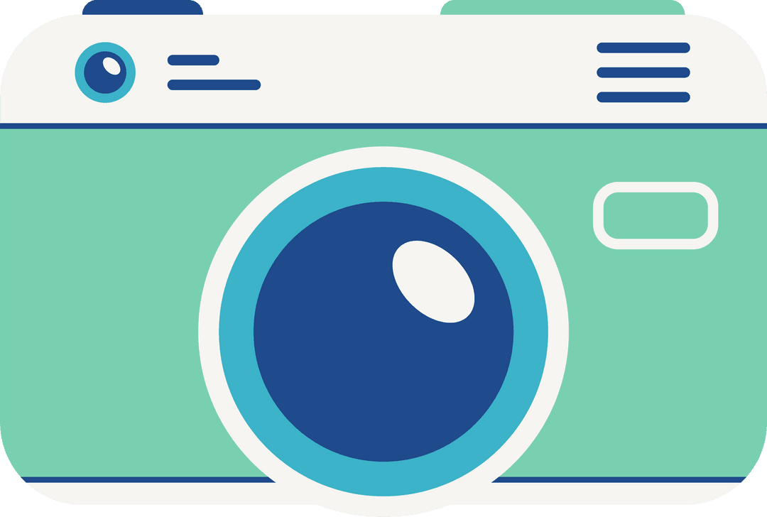 Flat-Design Digital Camera Floating on Transparent Background