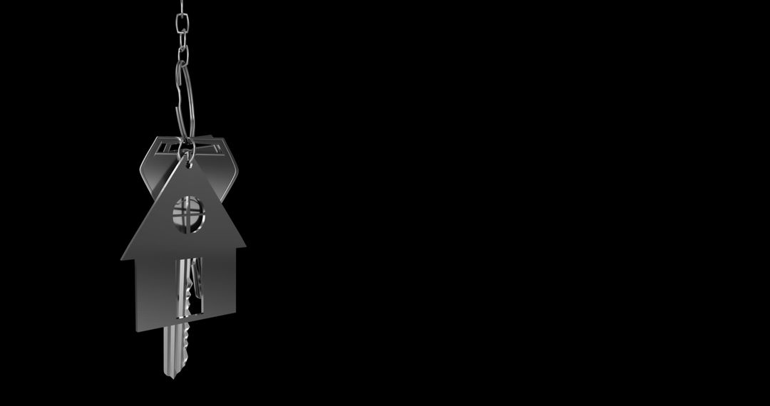 Silver House Keys Hanging on Black Background in 4K