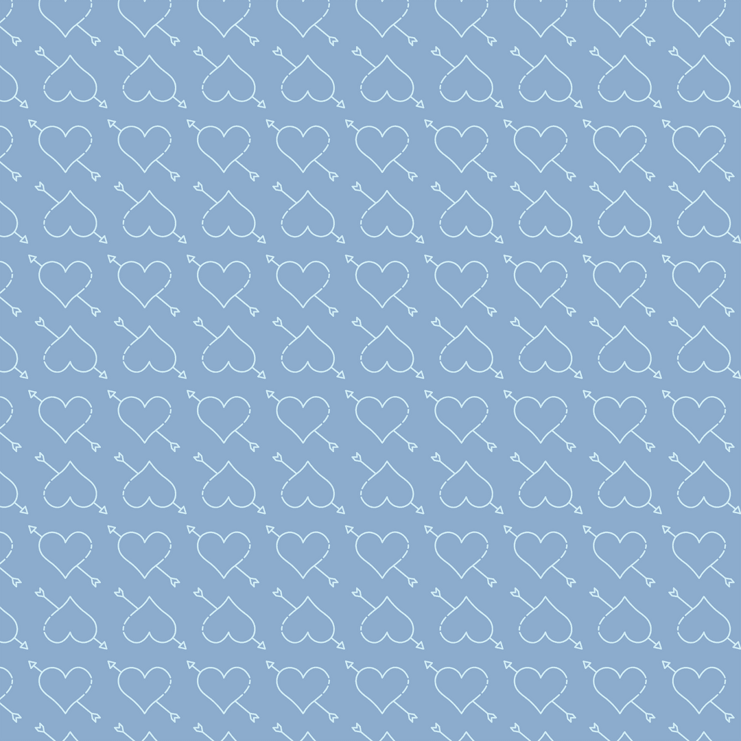 Seamless Transparent Heart and Arrow Pattern on Blue Background