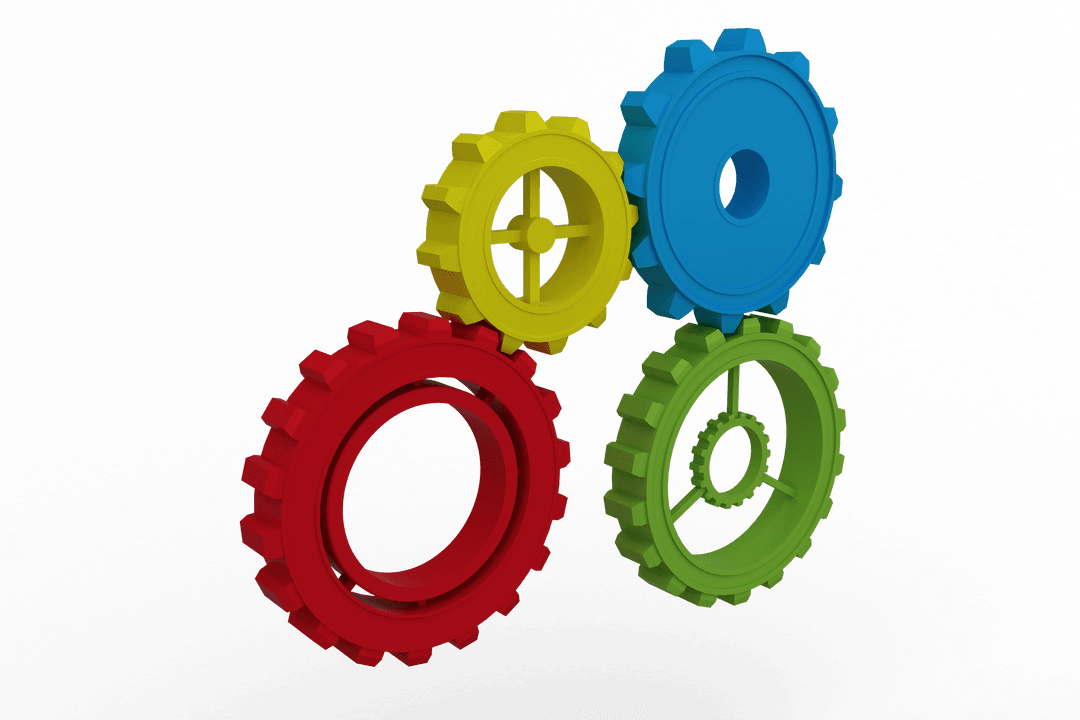 Transparent Multicolored Plastic Gears Interlocking Mechanism