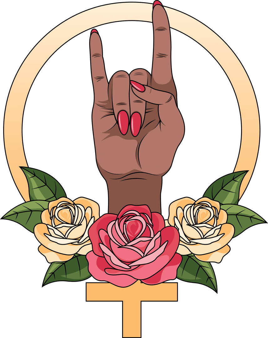 Transparent Rock On Gesture with Floral Design and Symbol