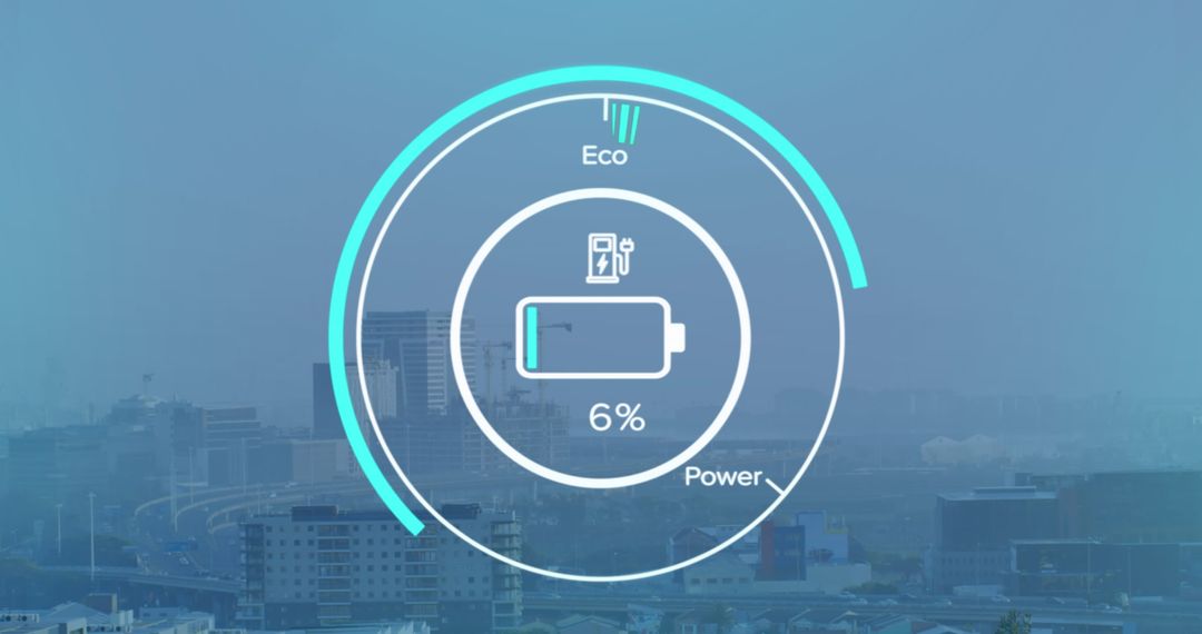 Digital Energy Interface Over Urban Cityscape
