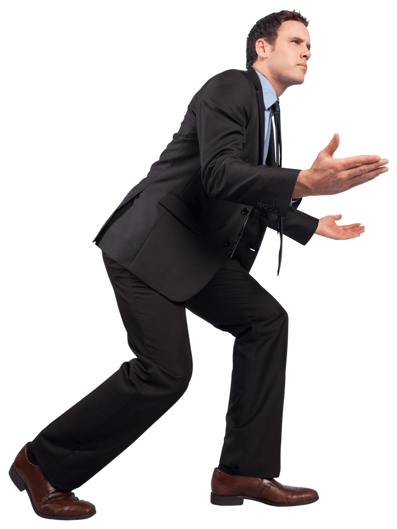 Transparent Dynamic Businessman Posing with Enthusiasm