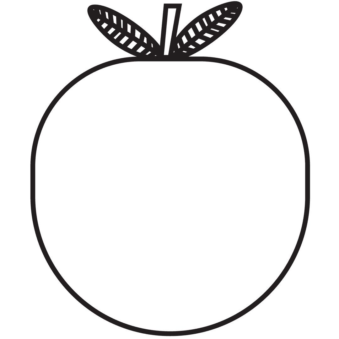 Transparent Apple Outline with Leaves Illustration on Clear Background