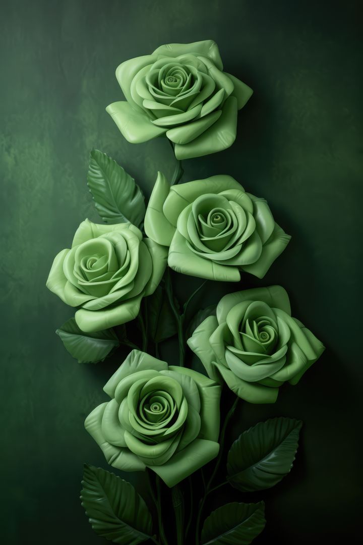 Green roses on green background, created using generative ai technology - Free Images, Stock Photos and Pictures on Pikwizard.com