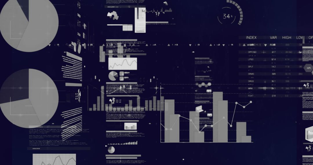 Holographic Financial Analysis Display with Graphs and Data