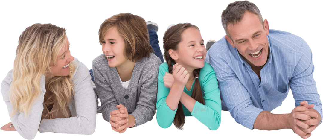 Transparent Background Happy Family Relaxing Together