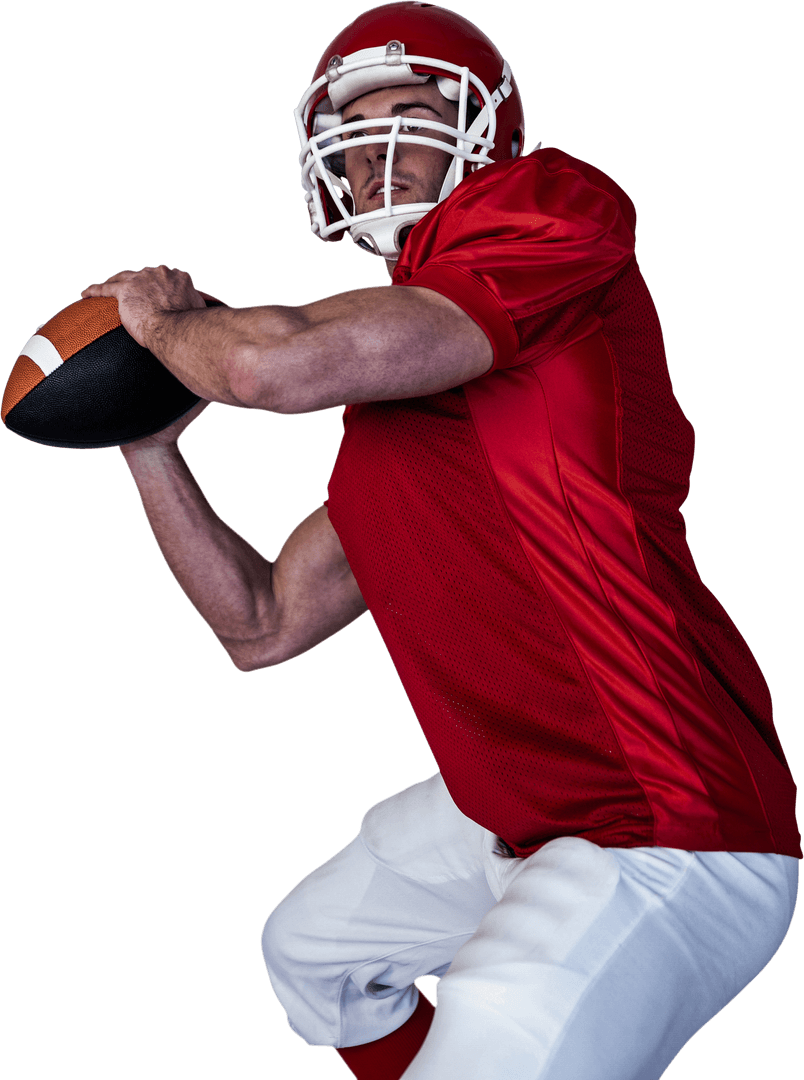 Transparent Football Player Standing with Ball Ready to Pass