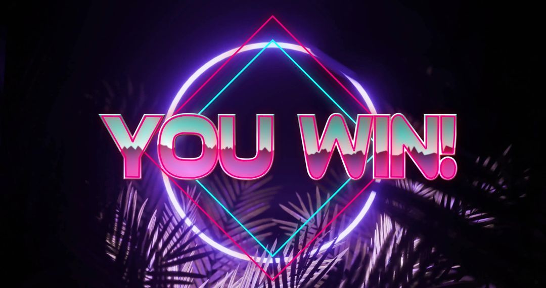Neon Style Game Win Screen with Vibrant Typography