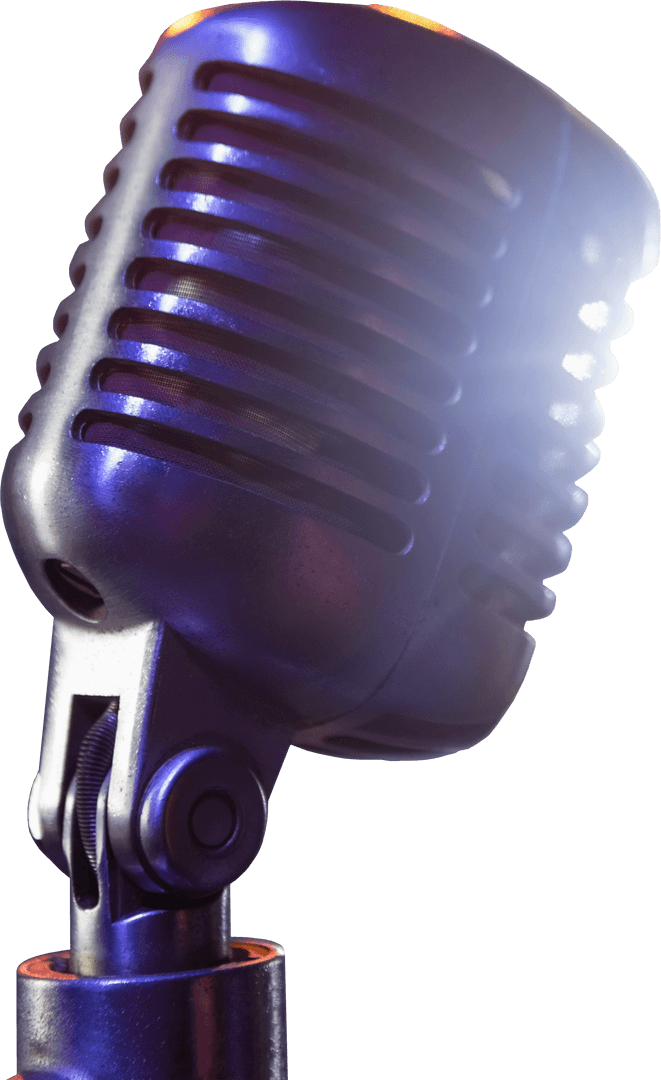 Retro Microphone Brightly Lit Transparent Background