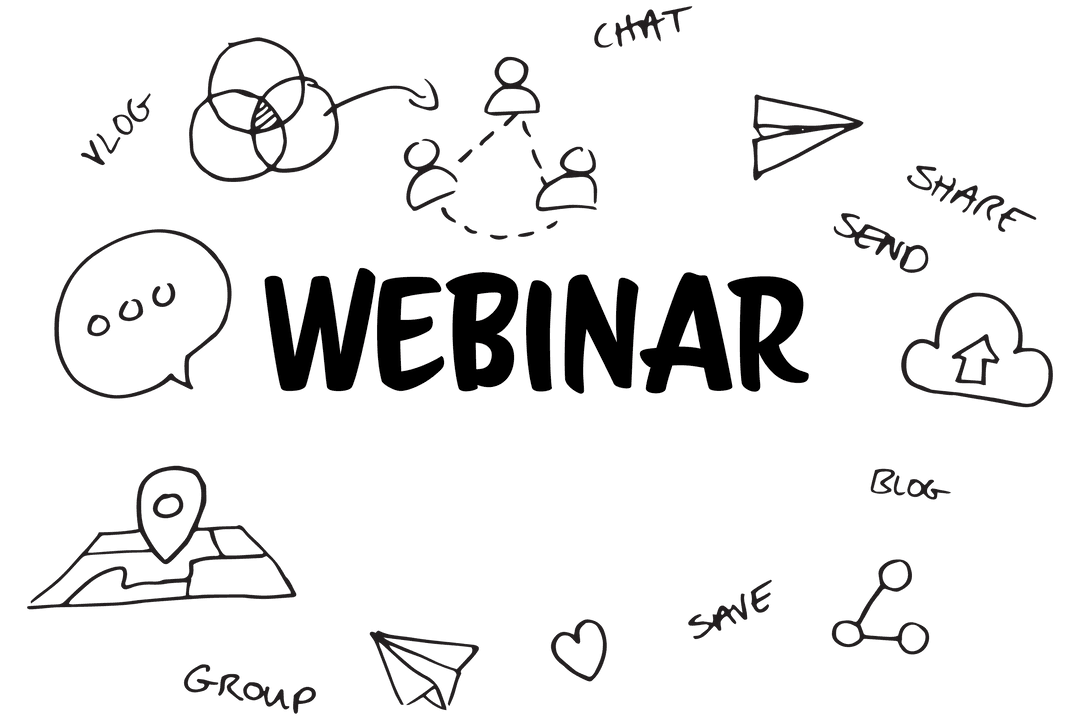 Webinar Communication Icons on Transparent Background for Social Media