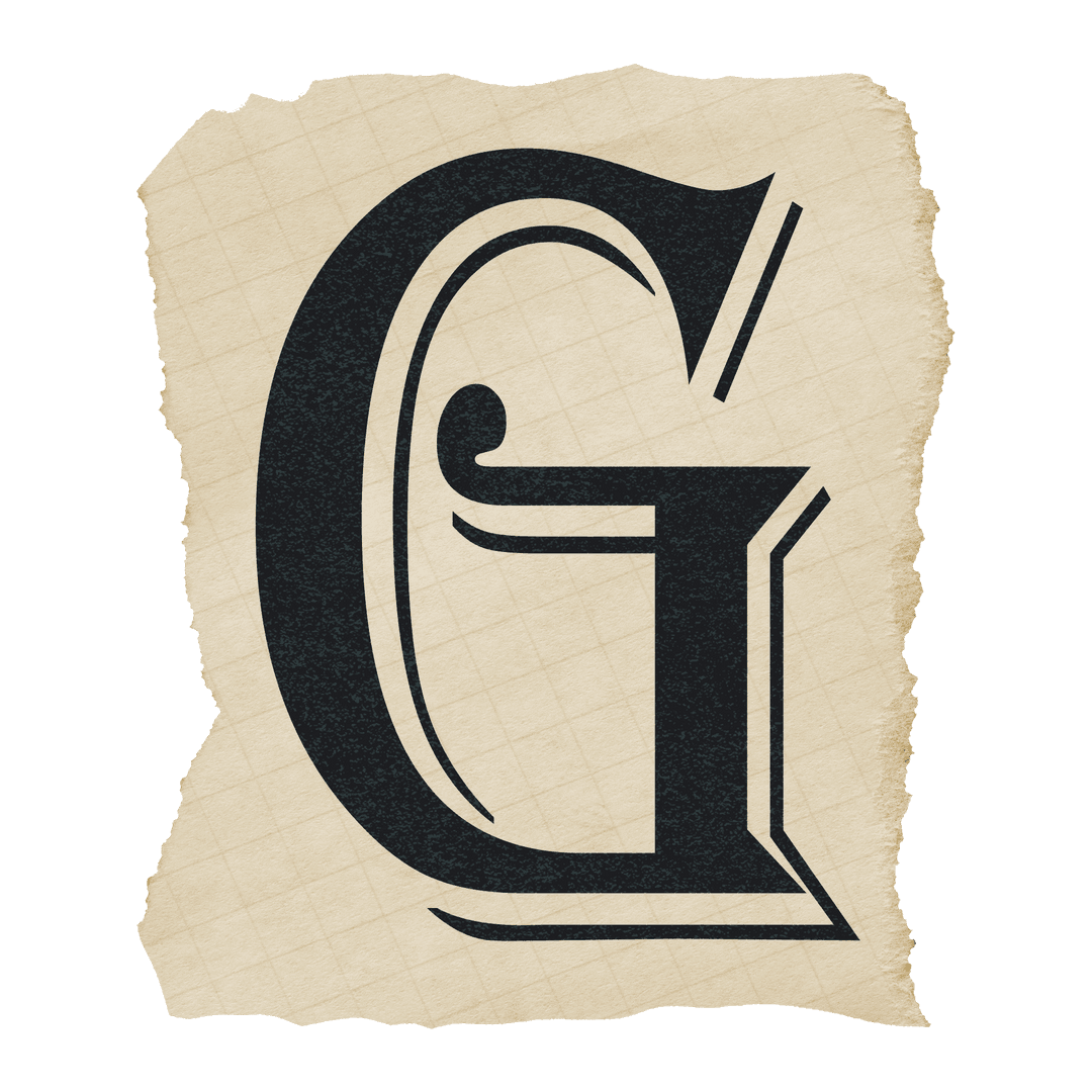 Stylized Black Letter G Transparent Elegant Vintage Minimalist Design