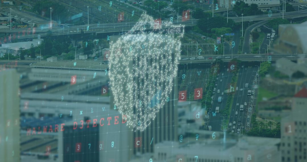 Cyber Security Concept with Digital Network and City Background