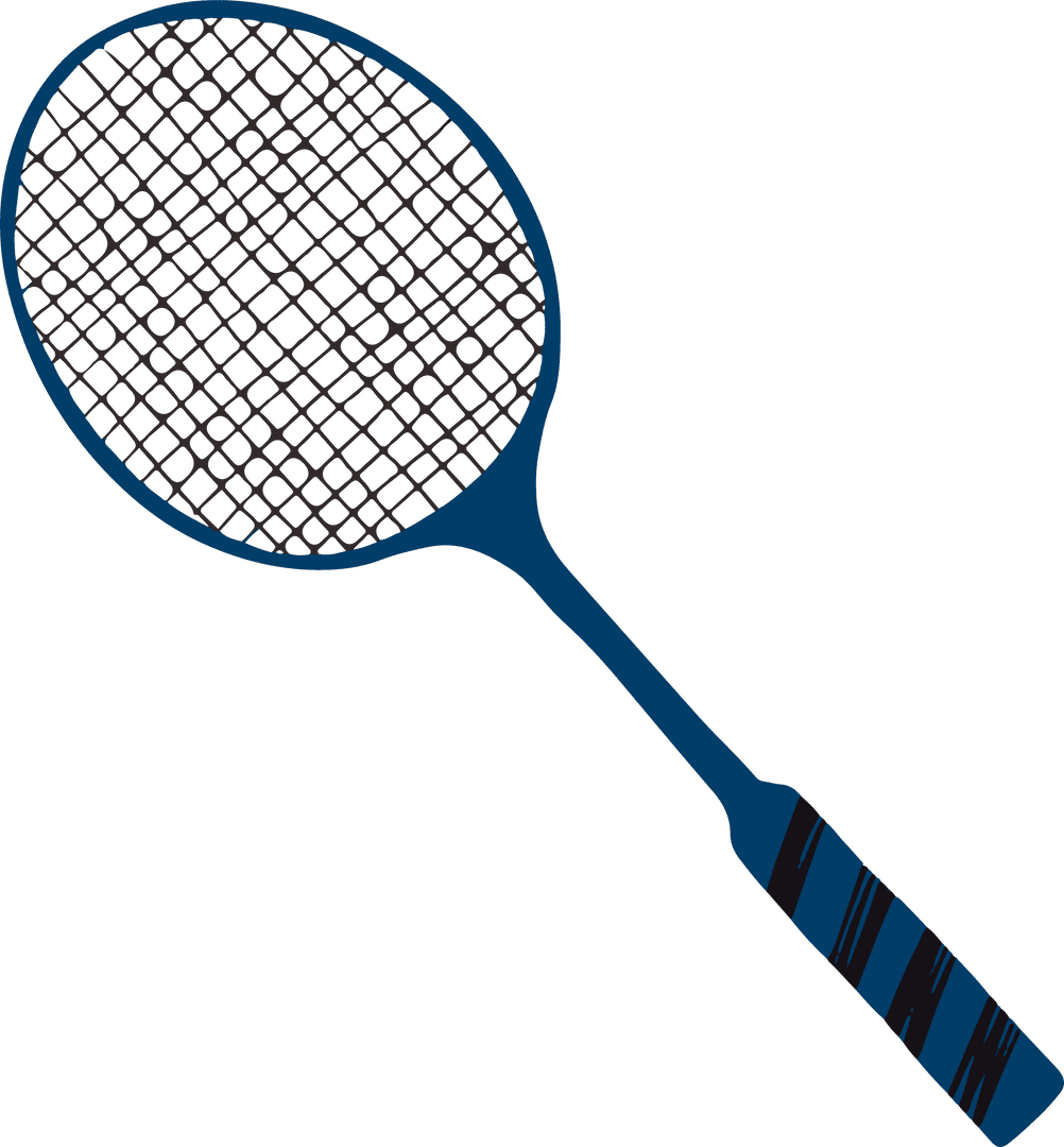 Stylized Blue Tennis Racket on Transparent Background