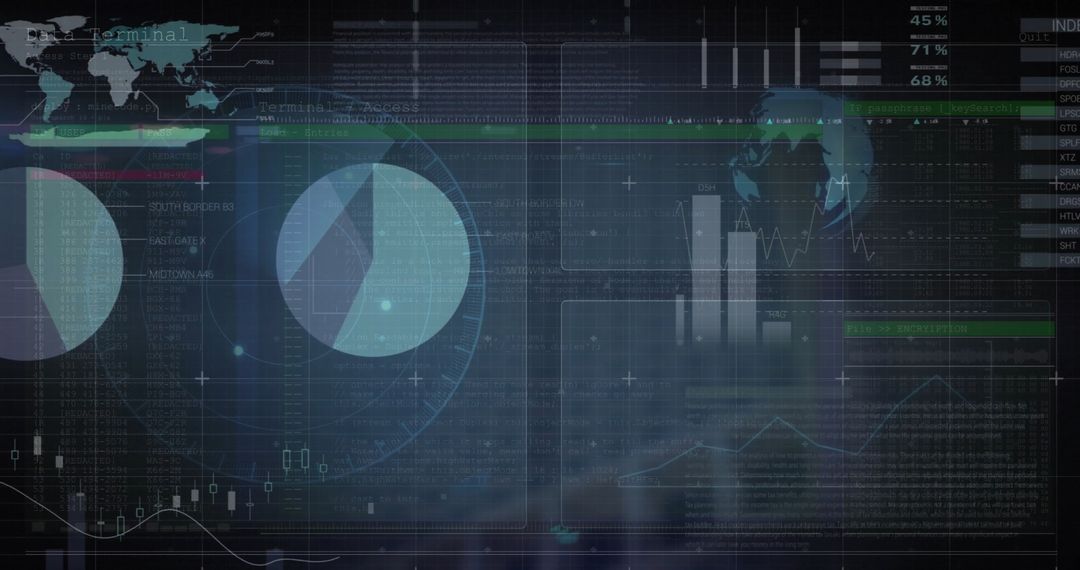 Digital Data Overlay Highlighting Global Finance and Analytics
