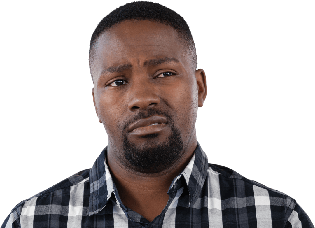 Transparent Background Thoughtful African American Man Expression Lifestyle