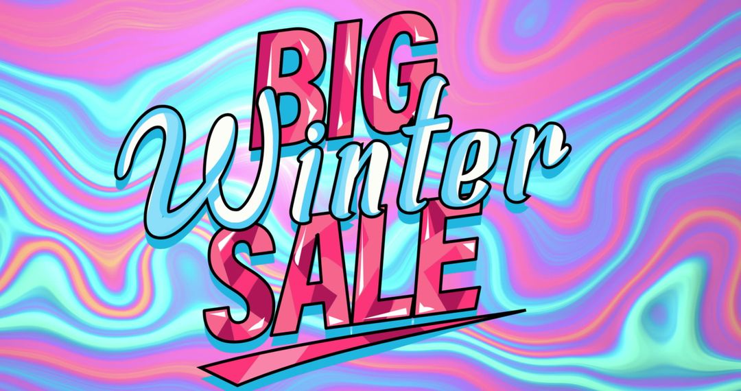 Vibrant Big Winter Sale Text on Colorful Liquid Pattern