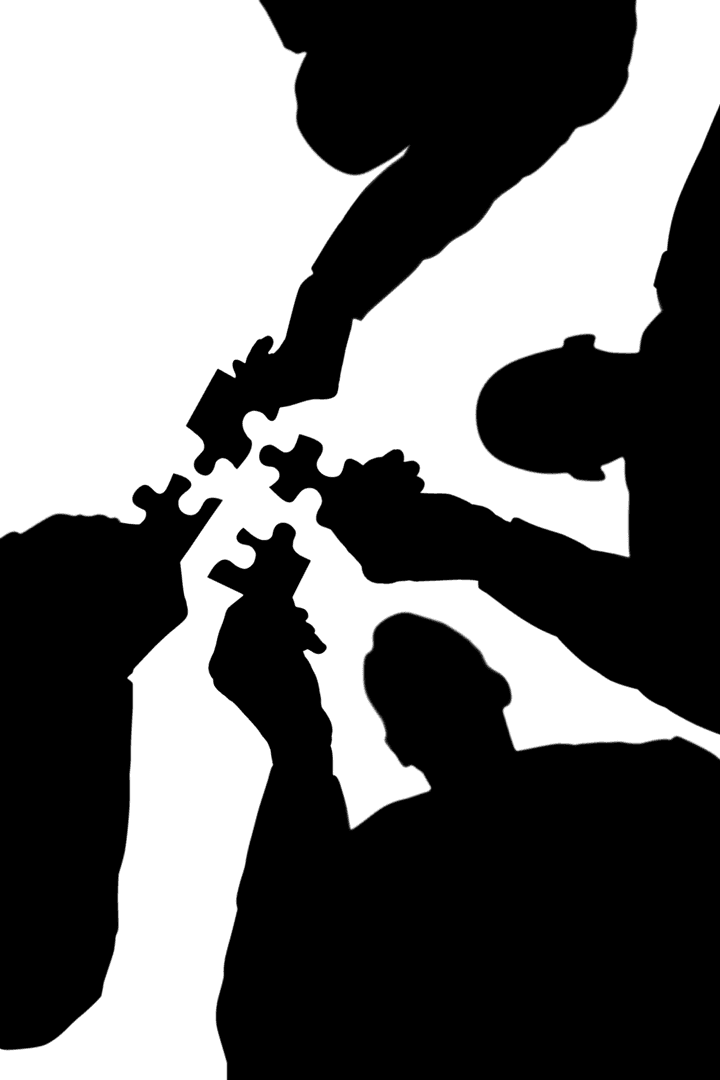 Business People Holding Puzzle Pieces on Transparent Background