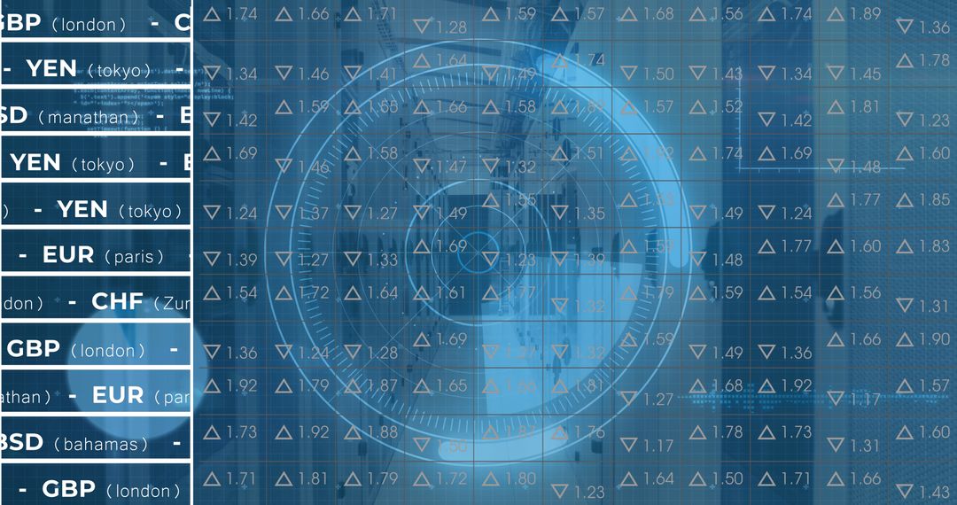 Global Financial Data Processing on Digital Interface Background