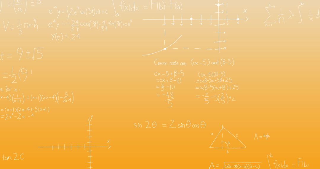 Mathematical Formulas on Orange Background for Concepts and Education