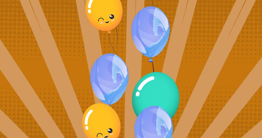 Colorful Cartoon Balloons Floating on Festive Background