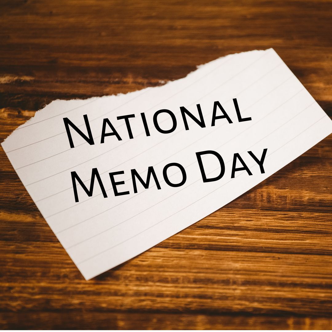 National Memo Day Concept on Rustic Wooden Background