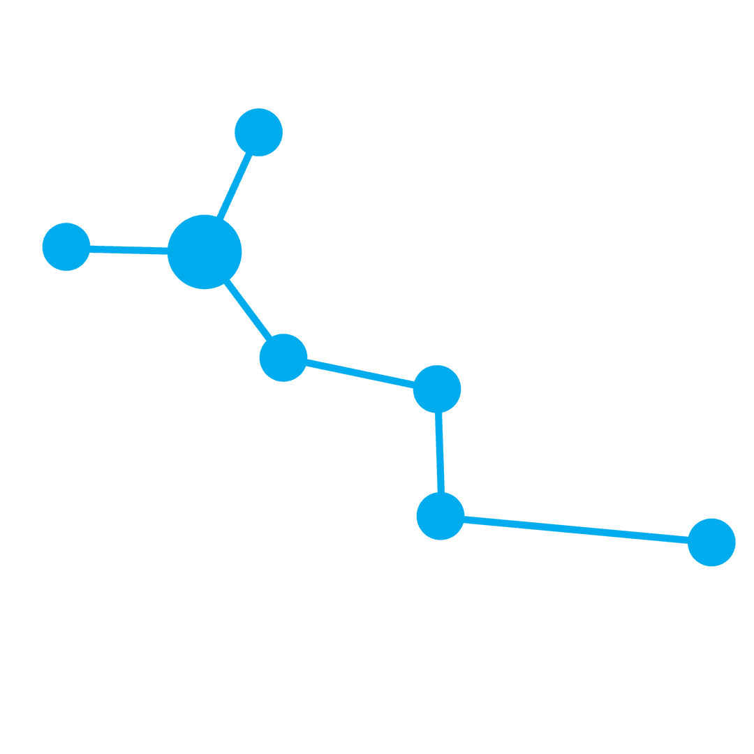 Blue Molecules Network on Transparent Background for Science Illustration