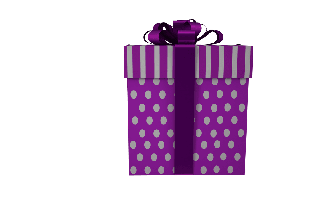 Vibrant Purple Gift Box on Transparent Background