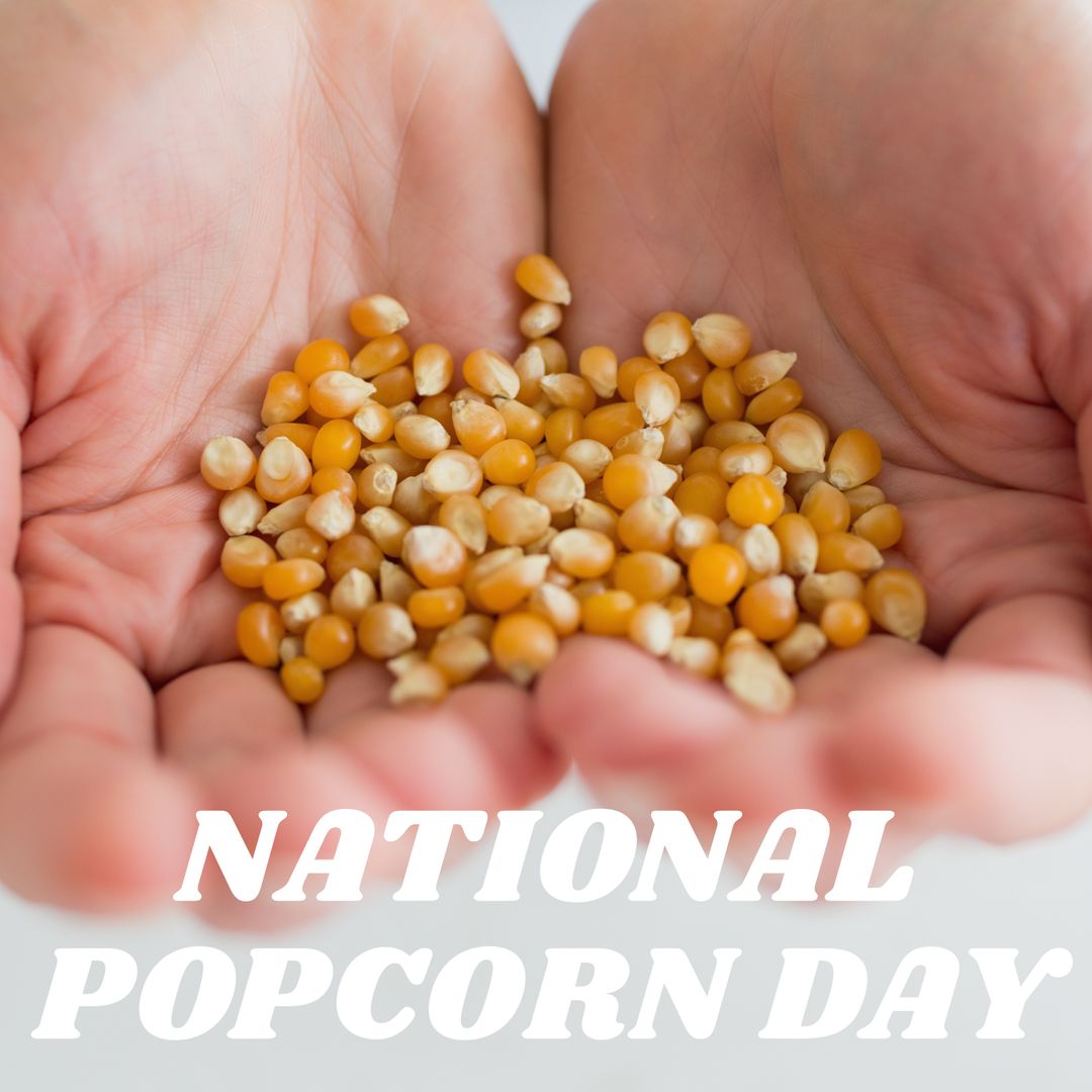 Hands Holding Corn Kernels Celebrating National Popcorn Day