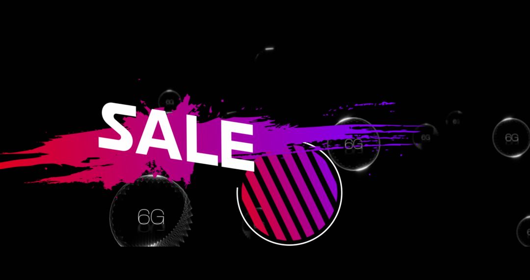 Vibrant Sale Display with Geometric Shapes and 6G Text