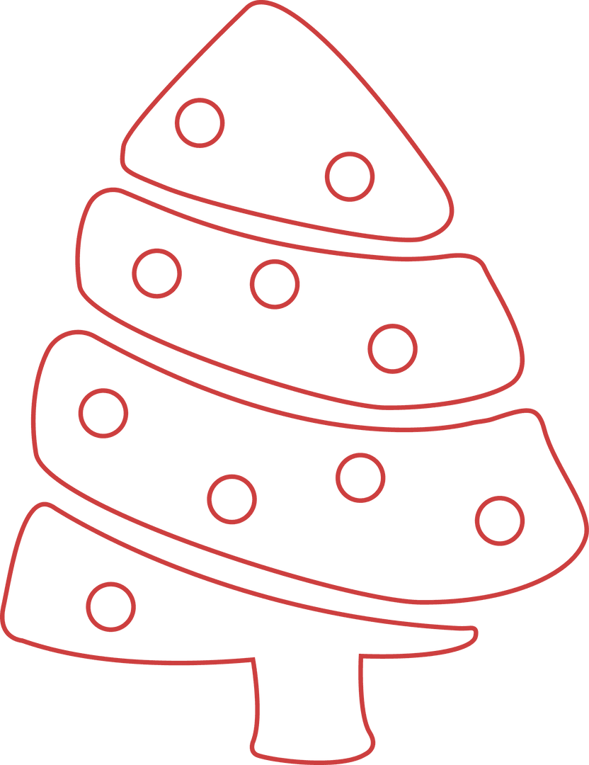 Transparent Outline of Red Christmas Tree with Decorations