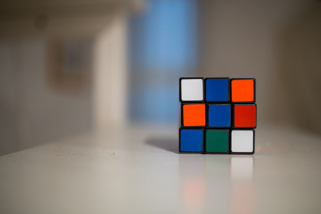 Incomplete Rubik's Cube on Smooth White Surface