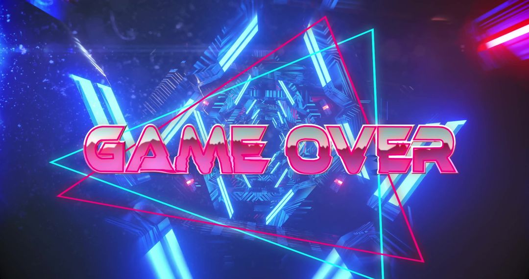 Retro Neon Game Over Sign with Futuristic Background