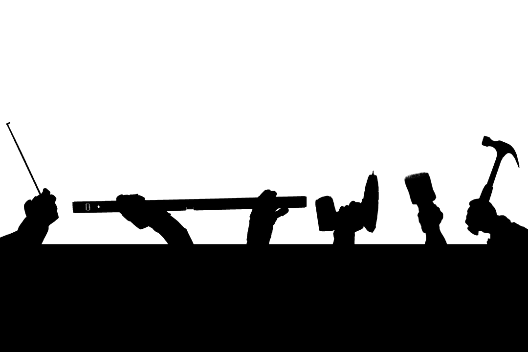 Transparent Workshop Tools in Hand Silhouette