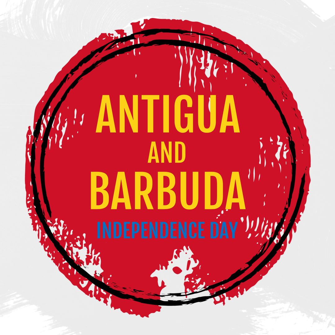 Vector image of antigua and barbuda independence day text in red circle on white background - Download Free Stock Templates Pikwizard.com