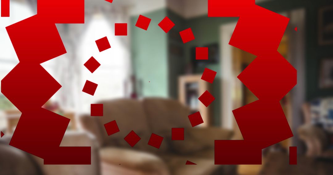 Modern Living Room with Red Geometric Pattern