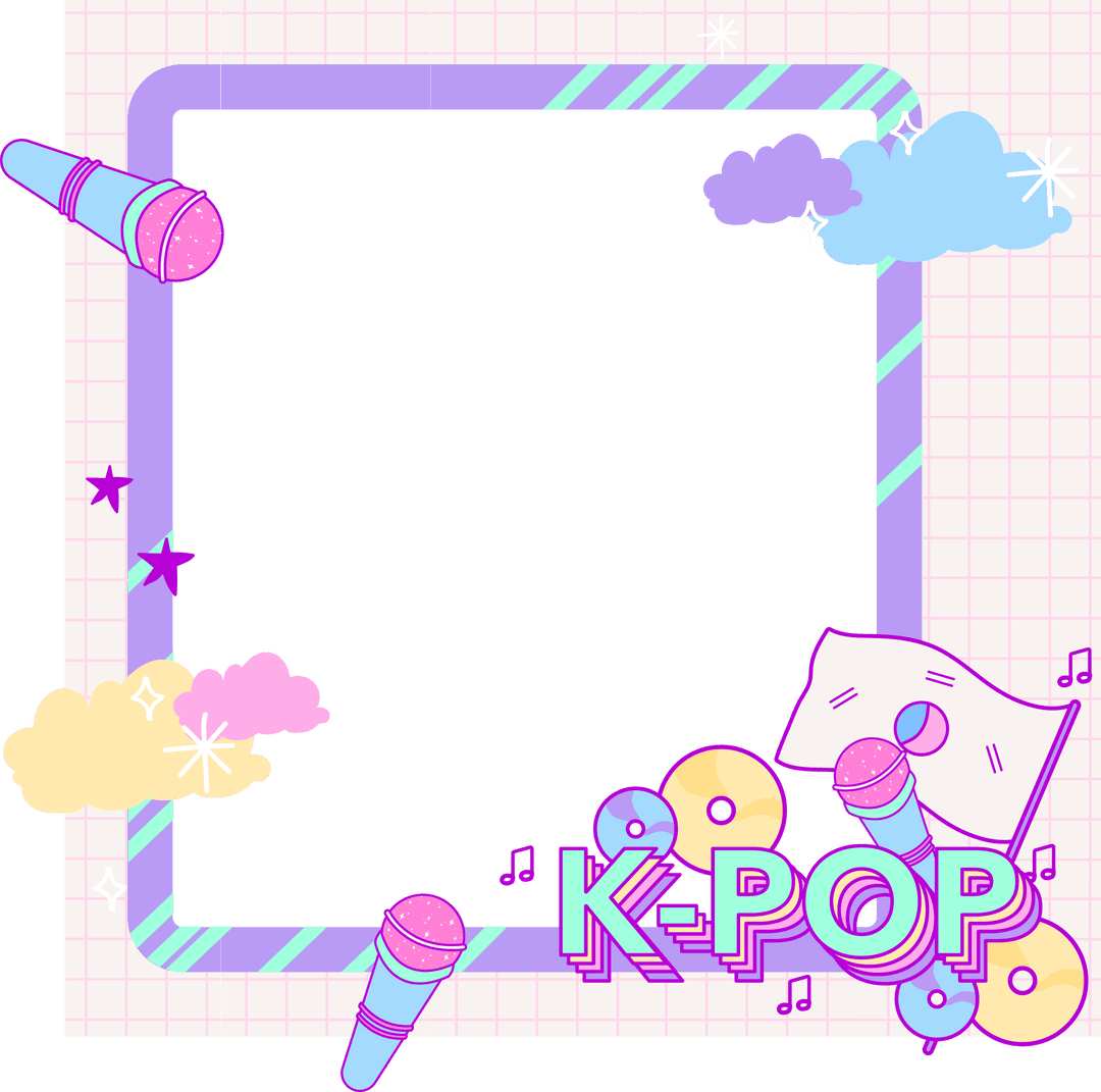 Transparent K-POP Frame with Pastel Border and Microphones