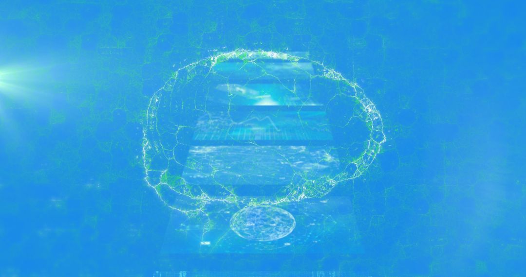 Digital Brain with Medical Data on Blue Background