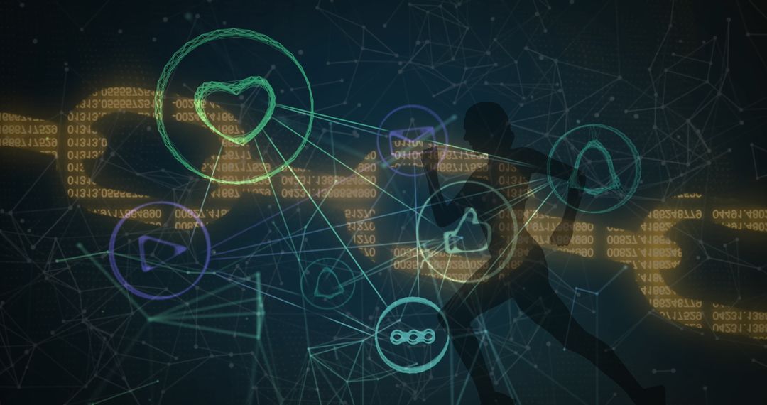 Runner Overlaid with Social Media Interaction and Digital Network