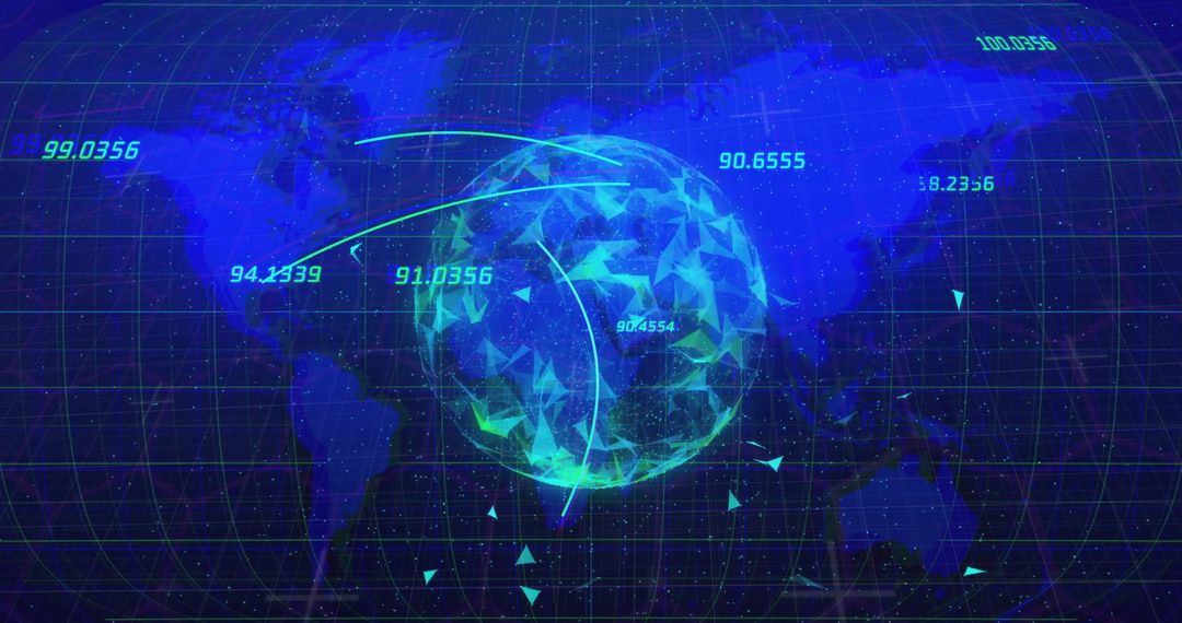 Futuristic Data Processing Over Globe Illustrating Global Connectivity