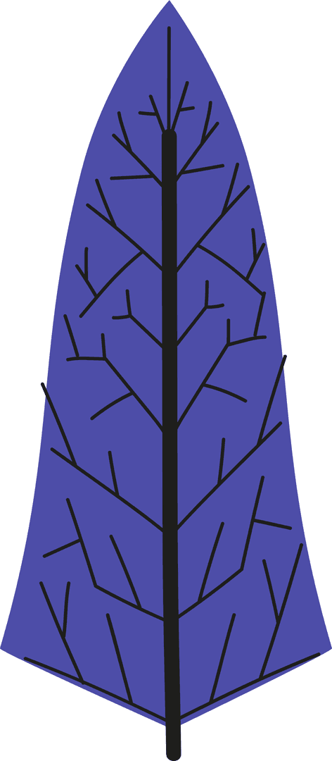Transparent Blue Leaf Silhouette with Black Vein Design