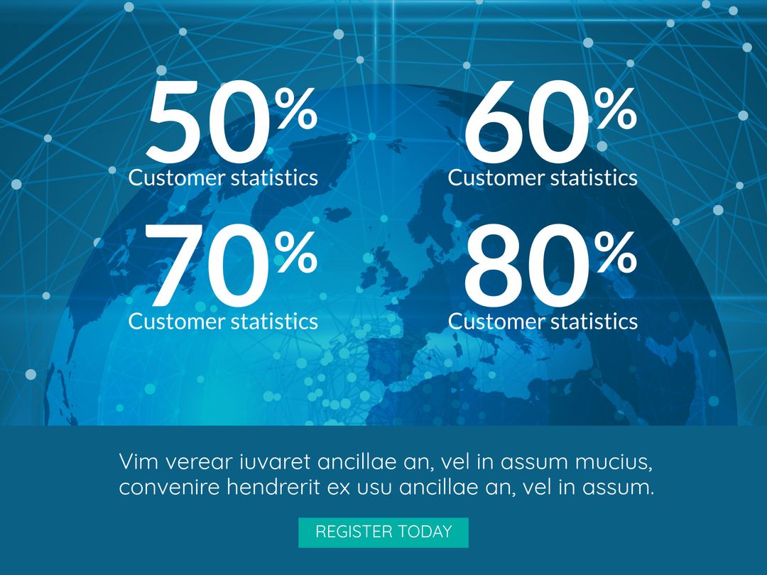 Rising Customer Statistics in Digital Global Network Background