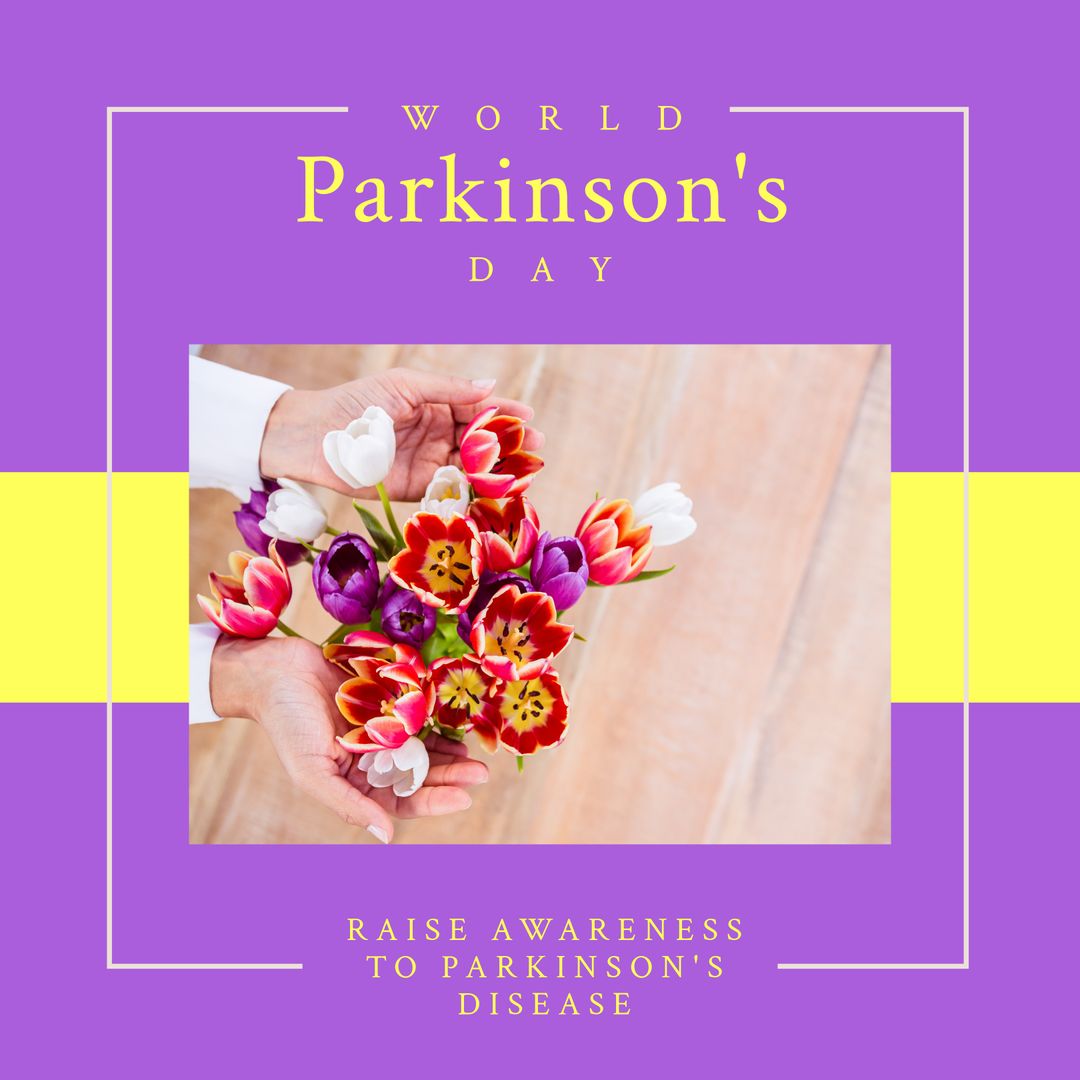 World Parkinson's Day Awareness with Hands Holding Flowers - Download Free Stock Templates Pikwizard.com